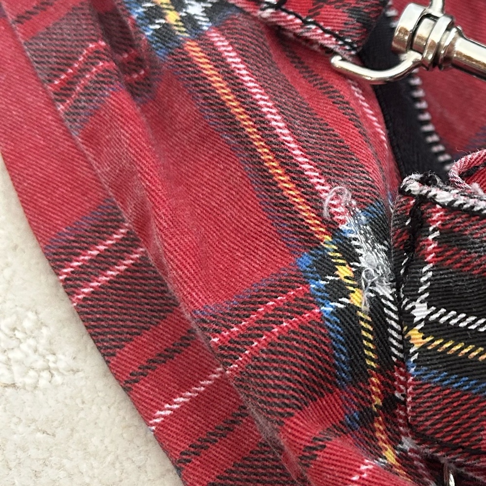 Tripp nyc strappy red plaid punk bondage zipper pants size 7 Emo Alternative - Picture 5 of 5
